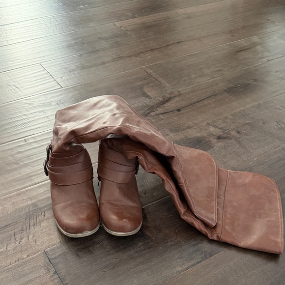Aurelle Shoes - Brown Over the Knee Boots